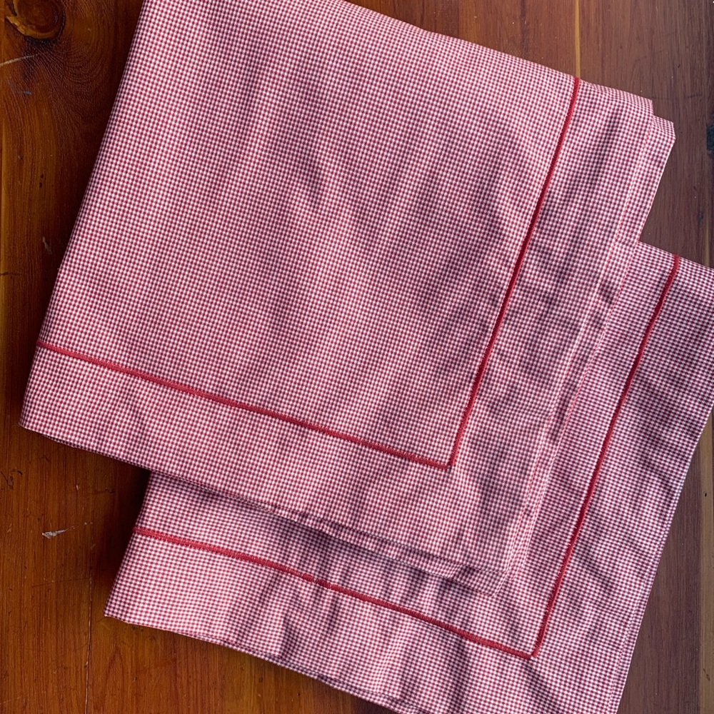 Red Gingham Flanged Accent Pillow Shams (fits 20” pillow insert, not included)